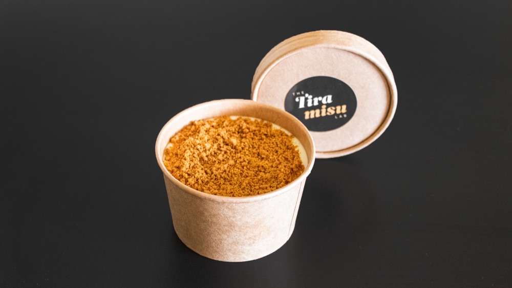 Biscoff tiramisu topped with crushed Lotus biscuits