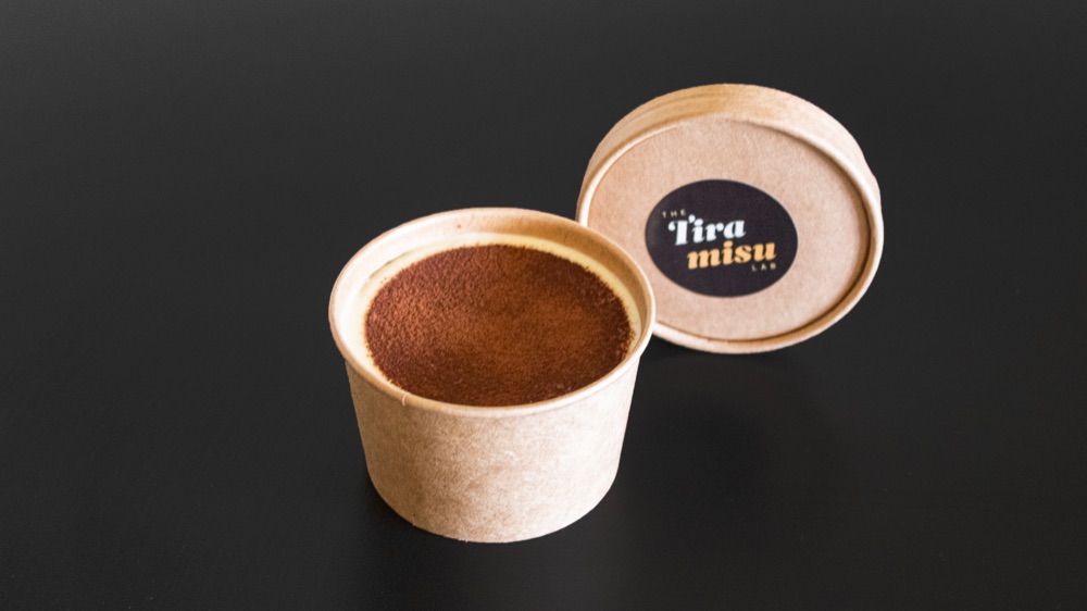 Classic tiramisu dusted with cocoa